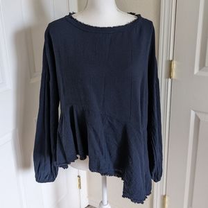 Free People Navy Asymmetrical Top